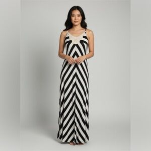 Navy & White Ella Moss maxi dress Size Large-long‎